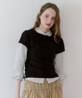 【GIUNON】round collar stripe shirt / ラウンドカラーストライプシャツ