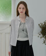 【GIUNON】round collar stripe shirt / ラウンドカラーストライプシャツ