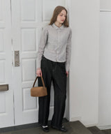 【GIUNON】round collar stripe shirt / ラウンドカラーストライプシャツ