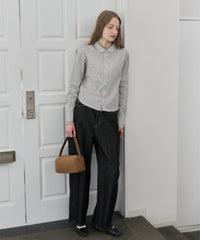 【GIUNON】round collar stripe shirt / ラウンドカラーストライプシャツ