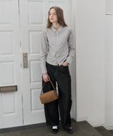 【GIUNON】round collar stripe shirt / ラウンドカラーストライプシャツ