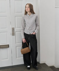 【GIUNON】round collar stripe shirt / ラウンドカラーストライプシャツ