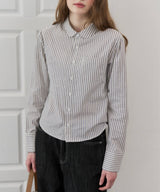 【GIUNON】round collar stripe shirt / ラウンドカラーストライプシャツ