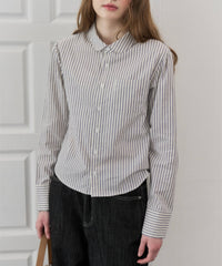【GIUNON】round collar stripe shirt / ラウンドカラーストライプシャツ
