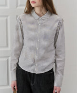 【GIUNON】round collar stripe shirt / ラウンドカラーストライプシャツ
