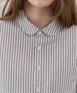 【GIUNON】round collar stripe shirt / ラウンドカラーストライプシャツ