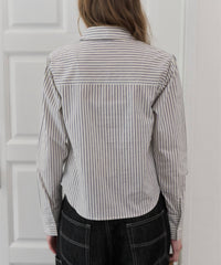 【GIUNON】round collar stripe shirt / ラウンドカラーストライプシャツ