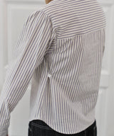 【GIUNON】round collar stripe shirt / ラウンドカラーストライプシャツ