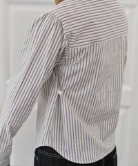 【GIUNON】round collar stripe shirt / ラウンドカラーストライプシャツ