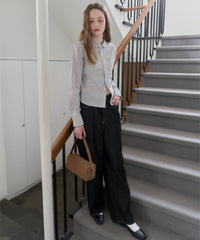 【GIUNON】round collar stripe shirt / ラウンドカラーストライプシャツ