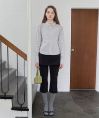 【GIUNON】round collar stripe shirt / ラウンドカラーストライプシャツ