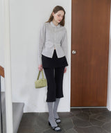 【GIUNON】round collar stripe shirt / ラウンドカラーストライプシャツ