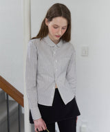 【GIUNON】round collar stripe shirt / ラウンドカラーストライプシャツ