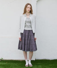 【GIUNON】round collar stripe shirt / ラウンドカラーストライプシャツ