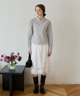 【GIUNON】round collar stripe shirt / ラウンドカラーストライプシャツ