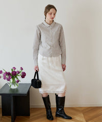 【GIUNON】round collar stripe shirt / ラウンドカラーストライプシャツ