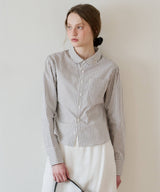 【GIUNON】round collar stripe shirt / ラウンドカラーストライプシャツ