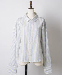 【GIUNON】round collar stripe shirt / ラウンドカラーストライプシャツ