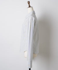 【GIUNON】round collar stripe shirt / ラウンドカラーストライプシャツ