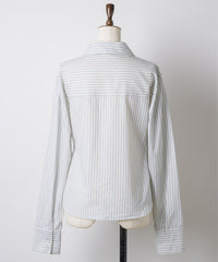 【GIUNON】round collar stripe shirt / ラウンドカラーストライプシャツ