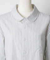 【GIUNON】round collar stripe shirt / ラウンドカラーストライプシャツ