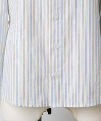 【GIUNON】round collar stripe shirt / ラウンドカラーストライプシャツ