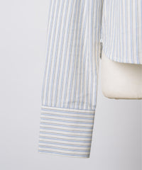 【GIUNON】round collar stripe shirt / ラウンドカラーストライプシャツ