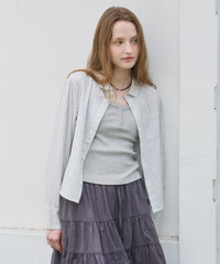 【GIUNON】round collar stripe shirt / ラウンドカラーストライプシャツ