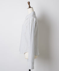 【GIUNON】round collar stripe shirt / ラウンドカラーストライプシャツ