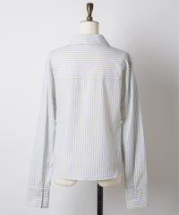 【GIUNON】round collar stripe shirt / ラウンドカラーストライプシャツ
