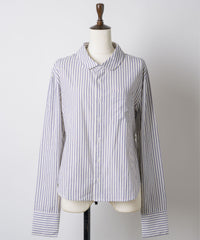 【GIUNON】round collar stripe shirt / ラウンドカラーストライプシャツ