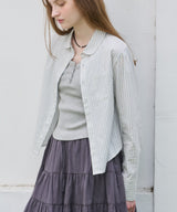 【GIUNON】round collar stripe shirt / ラウンドカラーストライプシャツ