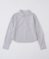 【GIUNON】round collar stripe shirt / ラウンドカラーストライプシャツ
