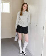 【GIUNON】round collar stripe shirt / ラウンドカラーストライプシャツ
