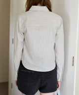 【GIUNON】round collar stripe shirt / ラウンドカラーストライプシャツ