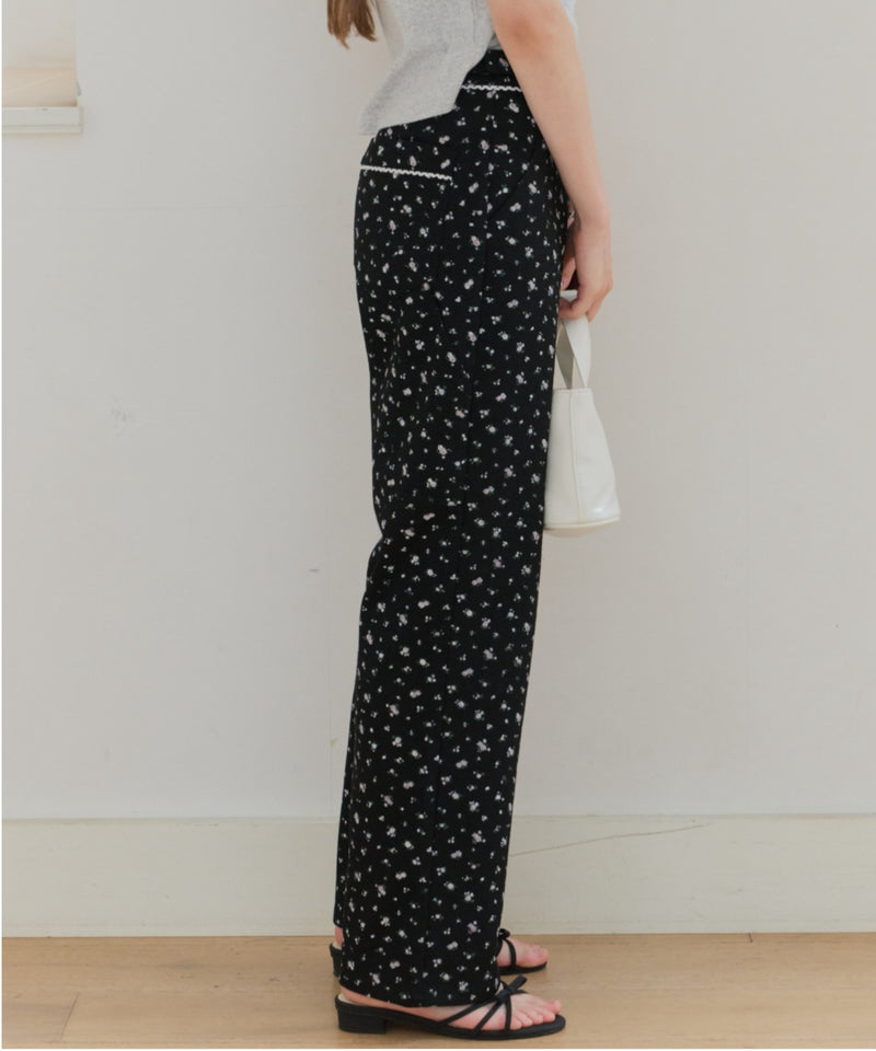 GIUNON】side belt flower pants / サイドベルトフラワーパンツ – LA