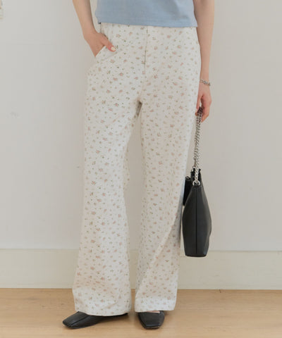 【GIUNON】side belt flower pants / サイドベルトフラワーパンツ