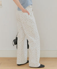 【GIUNON】side belt flower pants / サイドベルトフラワーパンツ