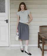 【GIUNON】shirring midi check skirt / シャーリングミディチェックスカート