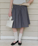 【GIUNON】shirring midi check skirt / シャーリングミディチェックスカート