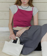 【GIUNON】shirring midi check skirt / シャーリングミディチェックスカート