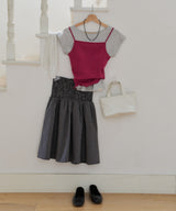 【GIUNON】shirring midi check skirt / シャーリングミディチェックスカート
