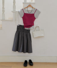 【GIUNON】shirring midi check skirt / シャーリングミディチェックスカート