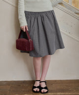 【GIUNON】shirring midi check skirt / シャーリングミディチェックスカート