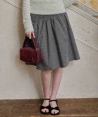 【GIUNON】shirring midi check skirt / シャーリングミディチェックスカート