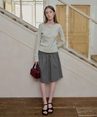 【GIUNON】shirring midi check skirt / シャーリングミディチェックスカート