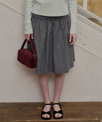 【GIUNON】shirring midi check skirt / シャーリングミディチェックスカート