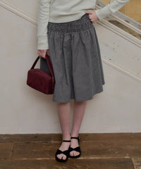 【GIUNON】shirring midi check skirt / シャーリングミディチェックスカート