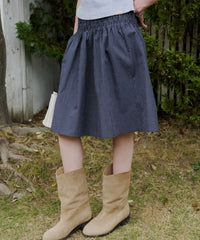 【GIUNON】shirring midi check skirt / シャーリングミディチェックスカート