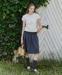 【GIUNON】shirring midi check skirt / シャーリングミディチェックスカート